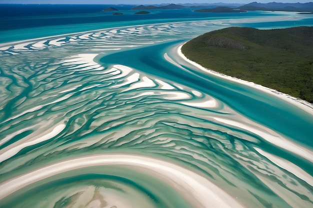 PSD whitehaven beach where crystal clear waters embrace powdery white sands in australia