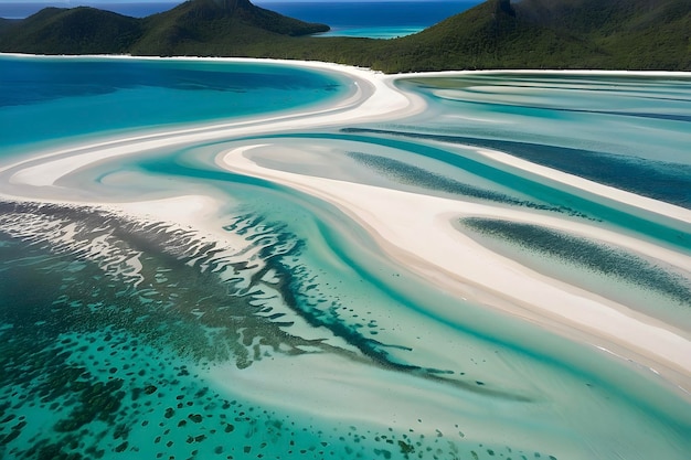 PSD whitehaven beach where crystal clear waters embrace powdery white sands in australia