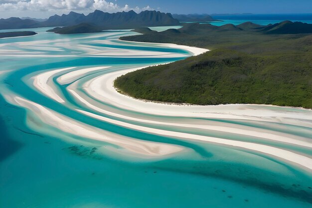 PSD whitehaven beach where crystal clear waters embrace powdery white sands in australia