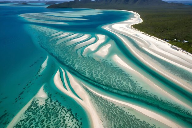 PSD whitehaven beach where crystal clear waters embrace powdery white sands in australia