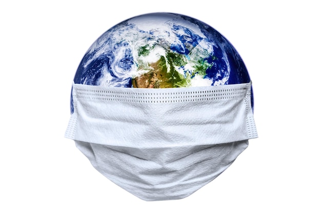 PSD the whole earth is quarantined the earth is wearing a maskcoronavirus and air pollution pm25 concept covid19