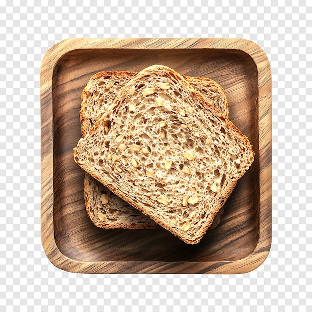 Whole grain bread and piece isolated on a transparent background