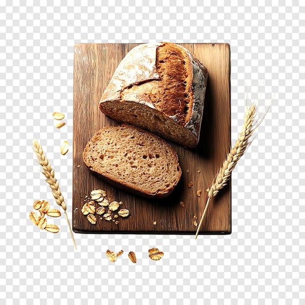 PSD whole grain bread and piece isolated on a transparent background