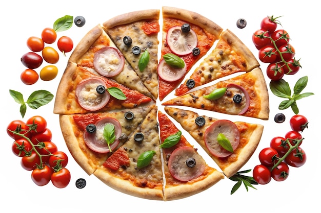 PSD whole pizza slices with various toppings