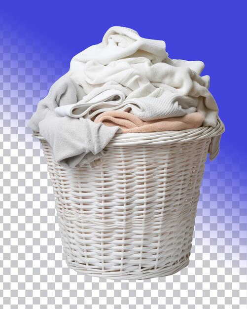 PSD a wicker basket with clothes in it and a blue background