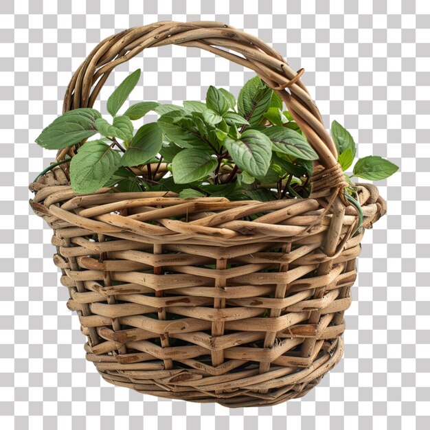 Wicker Basket with Green Plants