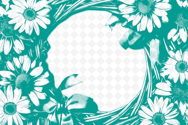 Wicker Frame With Daisy Flowers Raffia Bow Decorations and a Creative Vector Art Designs of Nature