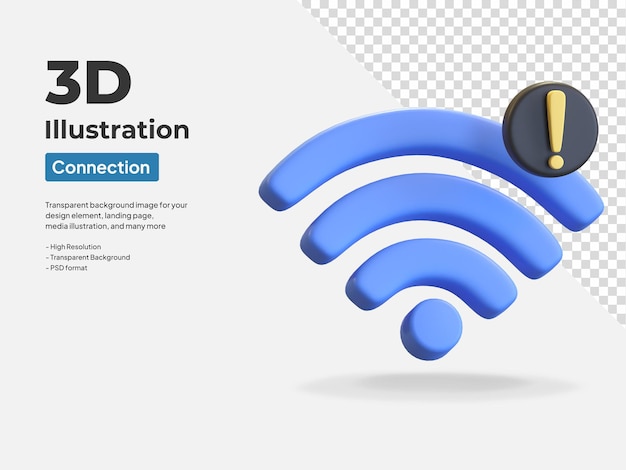 Wifi connection error icon 3d illustration