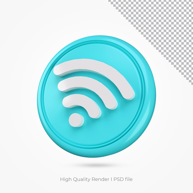 Wifi icon for composition Blue 3d rendering