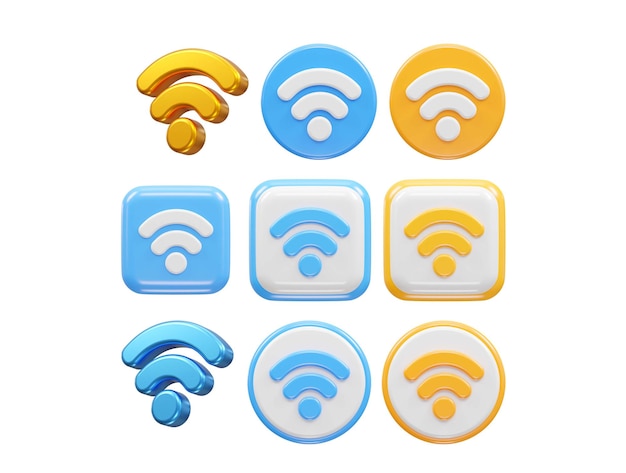 PSD wifi icon rendering vector illustration element wifi 3d render icons