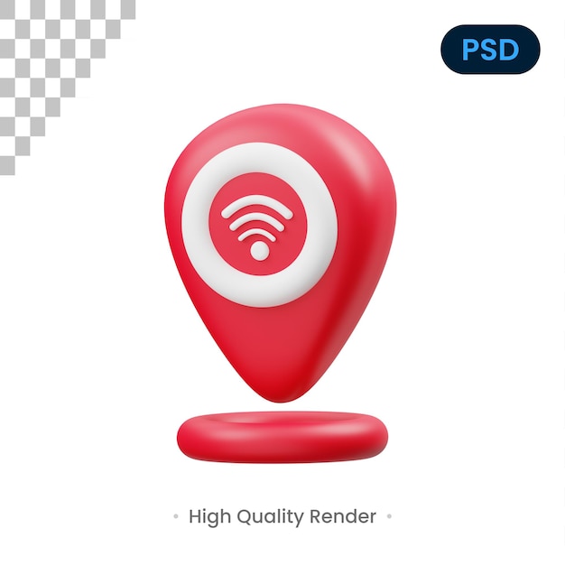 Wifi Location 3D Icon Premium Psd