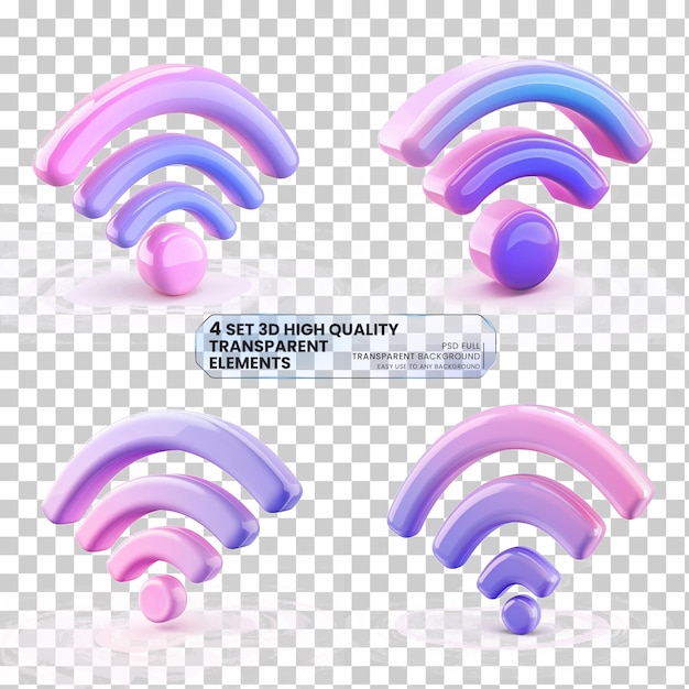 Wifi signal connection and network symbol 3d on transparent background