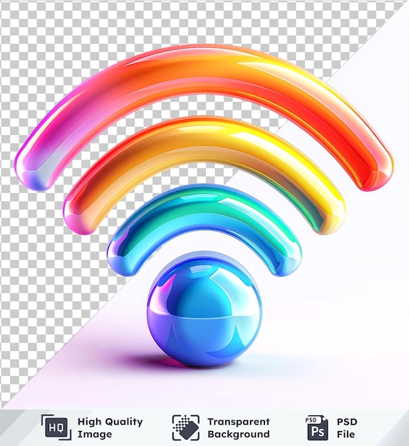 Wifi signal PSD 3D icons with blue ball and shadow