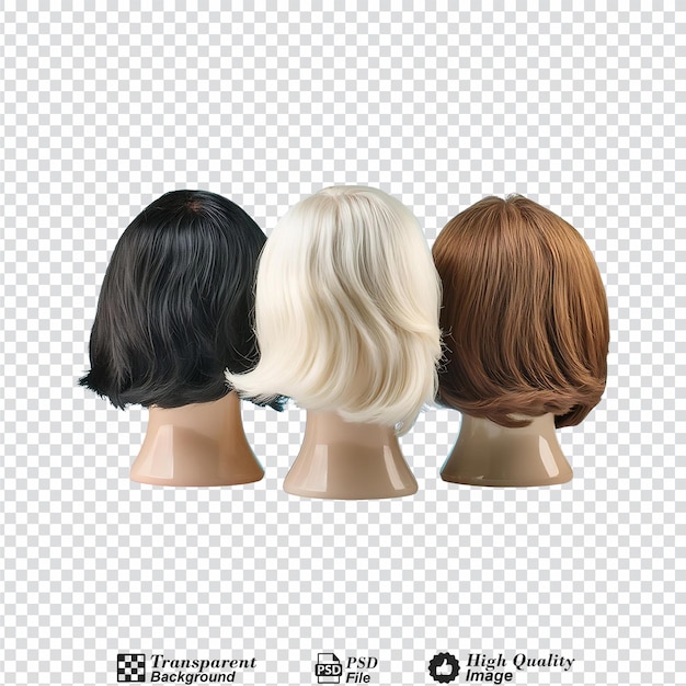 PSD wigs isolated on transparent background