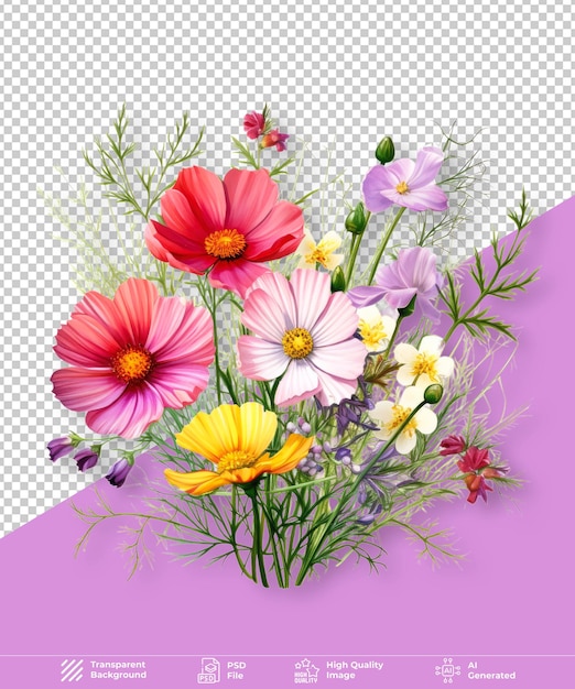 Wild Flowers Isolated on transparent background