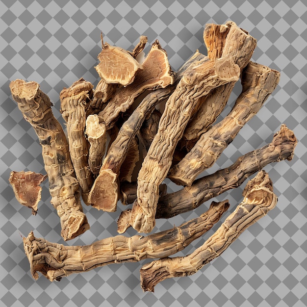 Wild Ginseng Type of Herb Panax Ginseng Form of Herb Dried R Isolated Object on Clean Background