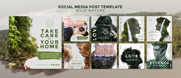 PSD wild nature social media post template