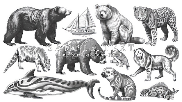 Wildlife Illustration A Collection of Animals