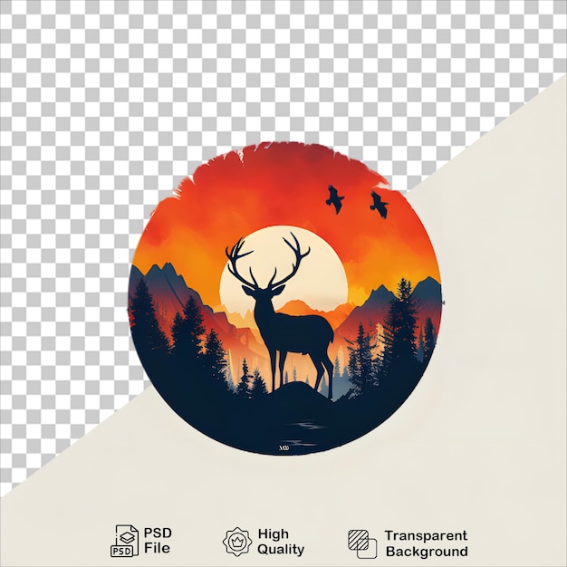 WildlifeThemed TShirt Design Deer and Sunset in Forest