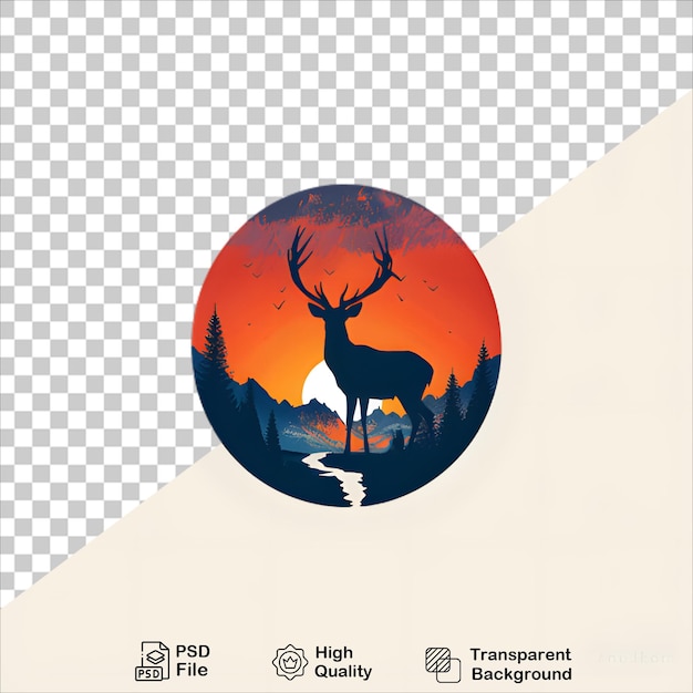 PSD wildlifethemed tshirt design deer and sunset in forest