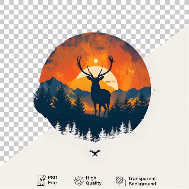 PSD wildlifethemed tshirt design deer and sunset in forest