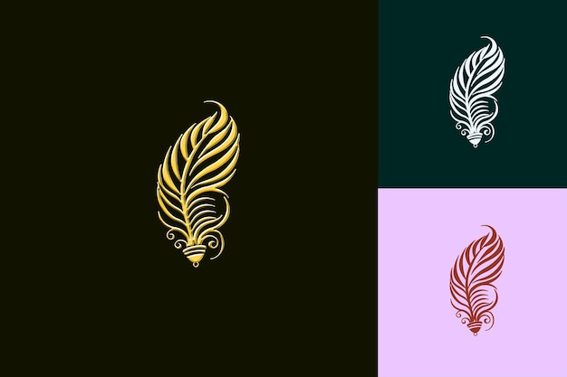 Wind Icon With a Feather Shape Outline and a Light Design Ac Abstract Minimalist Icon Designs