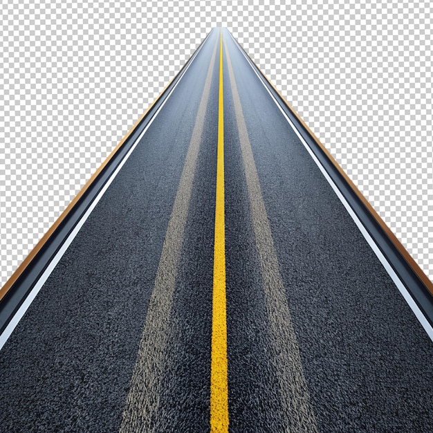 PSD winding asphalt road with yellow symbol