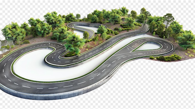 PSD winding highway with start and end realistic