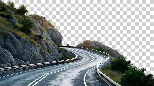 Winding Mountain Road isolated on transparent background