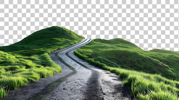 Winding Path Through Lush Green Landscape isolated on transparent background