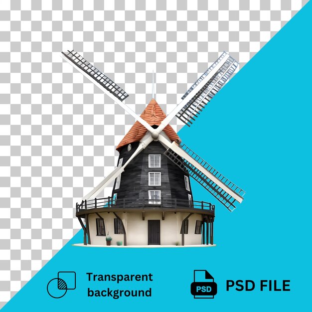 PSD windmill house isolated on transparent background