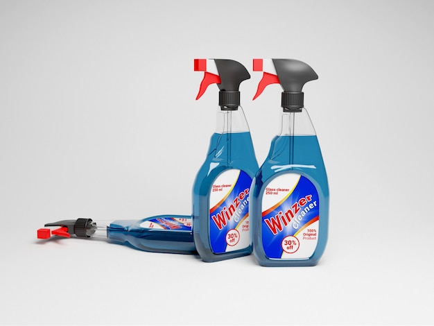 Window cleaner detergent spray mockup template