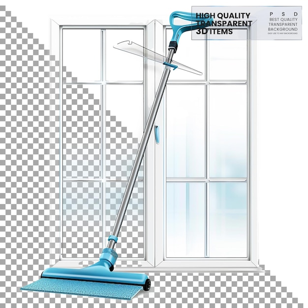 PSD window cleaner a window cleaner with extendable pole on transparent background