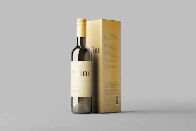 Wine bottle and box mockup