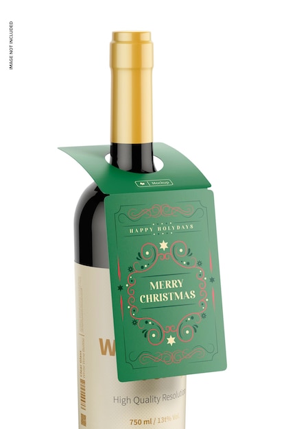 Wine Bottle Gift Tag Mockup, Side View