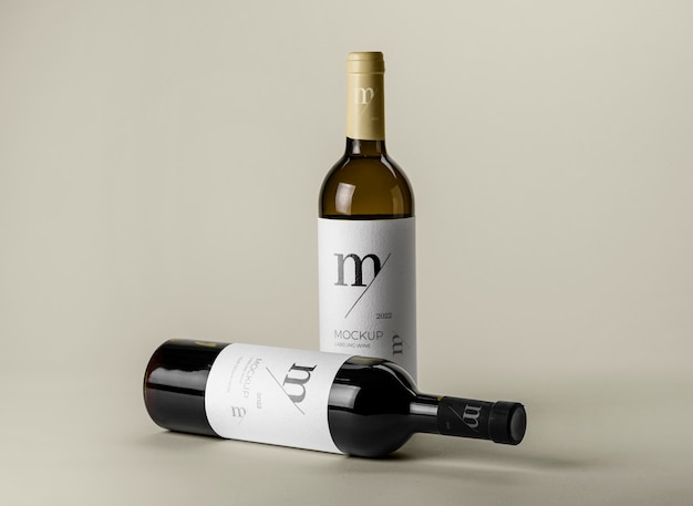 Wine bottle label mockup design