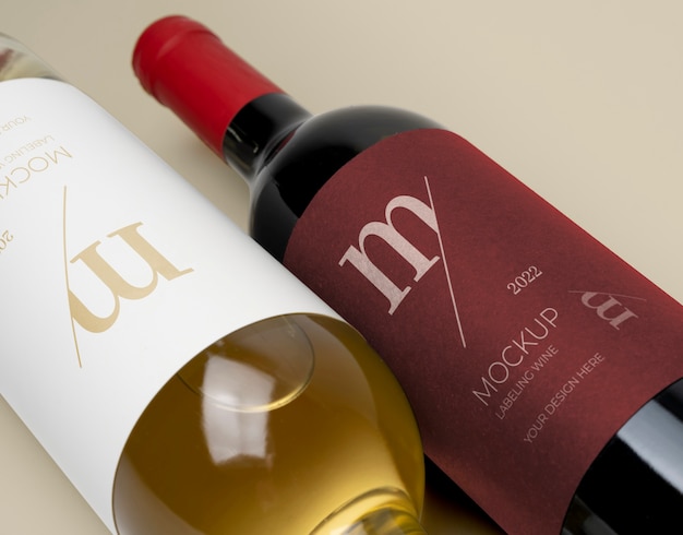 Wine bottle label mockup design