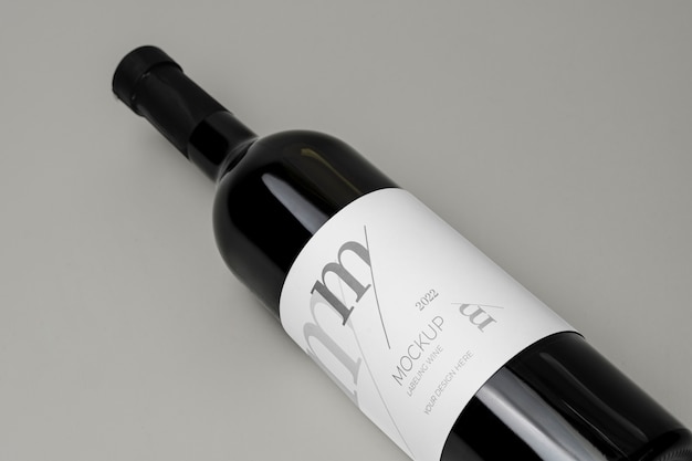 Wine bottle label mockup design