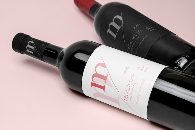 Wine bottle label mockup design