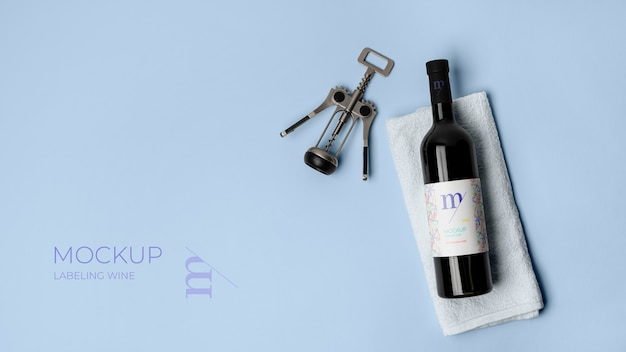 PSD wine bottle label mockup design