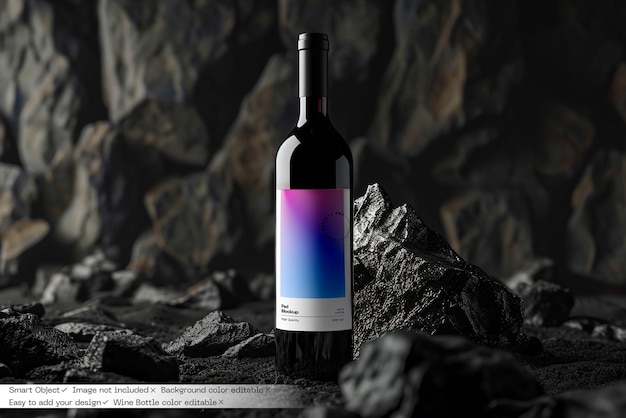 PSD wine bottle label mockup