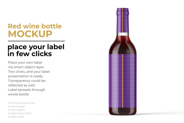 Wine bottle mockup isolated