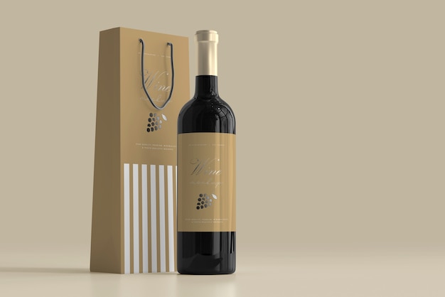 Wine Bottle Mockup with Bag