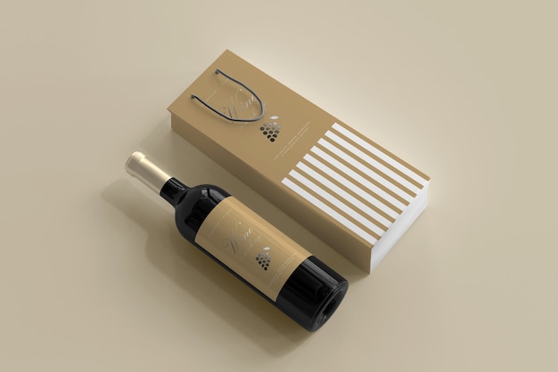 Wine Bottle Mockup with Bag