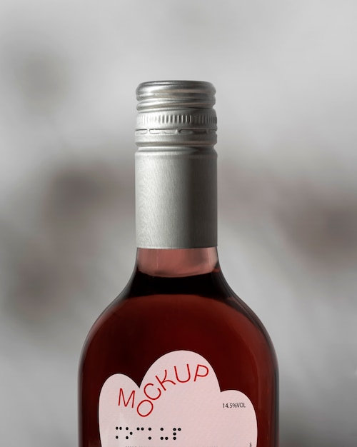 Wine bottle mockup with braille inclusive packaging