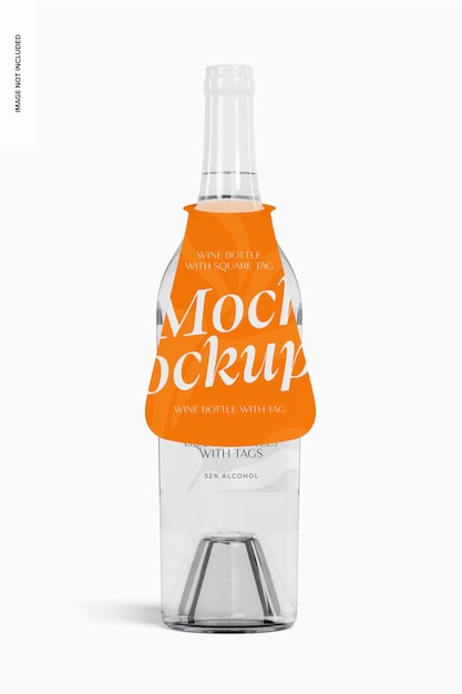 Wine Bottle with Tag Mockup, Front View