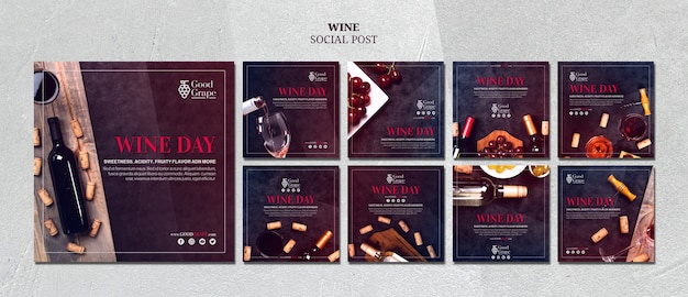 PSD wine social media post template