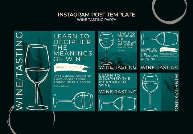 PSD wine tasting party instagram posts