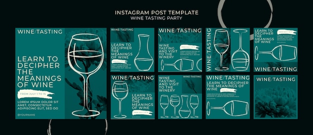 PSD wine tasting party instagram posts