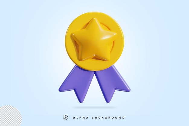 winner medal with star award icon 3d rendering vector illustration